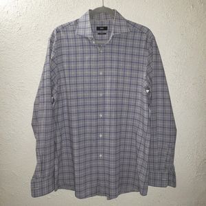 Hugo Boss Sz L (16 34/35) Sharp Fit Men's Gray Plaid Button Down Dress Shirt